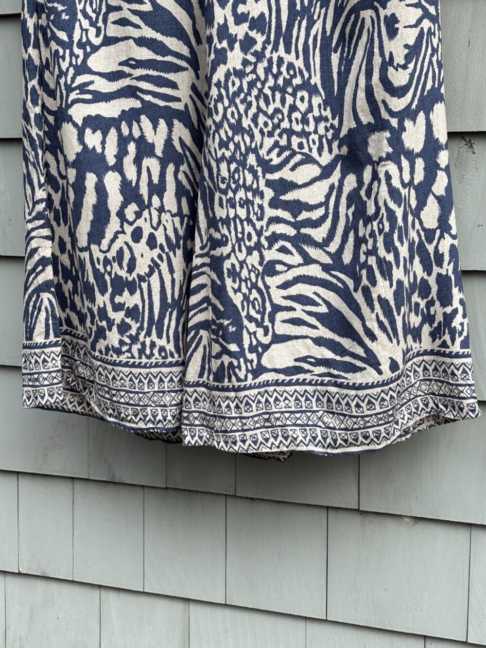 Molly Bracken Wide Leg Pants Navy Cream Animal Print Size XL NWT - Picture 2 of 7